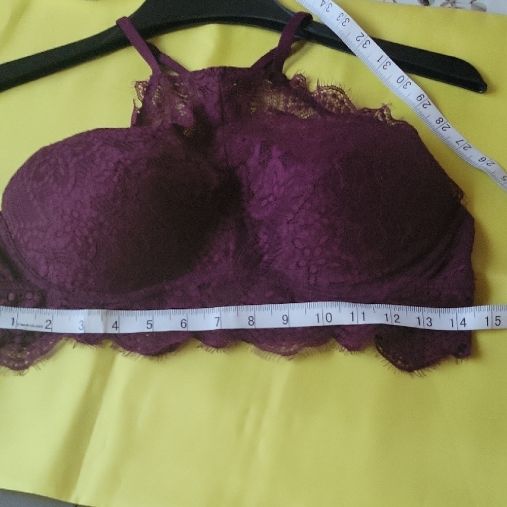 PINK Lace Halter Bralette - Purple Size L(A-C) - Picture 5 of 8